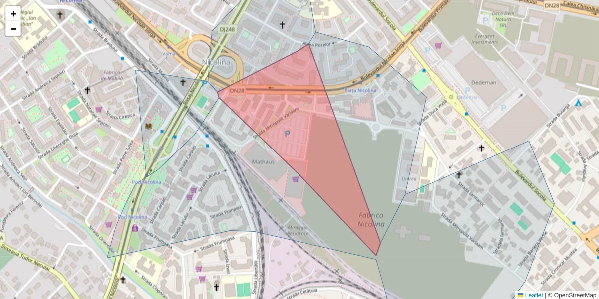 Hartă a codului poștal  și a codurilor poștale învecinate