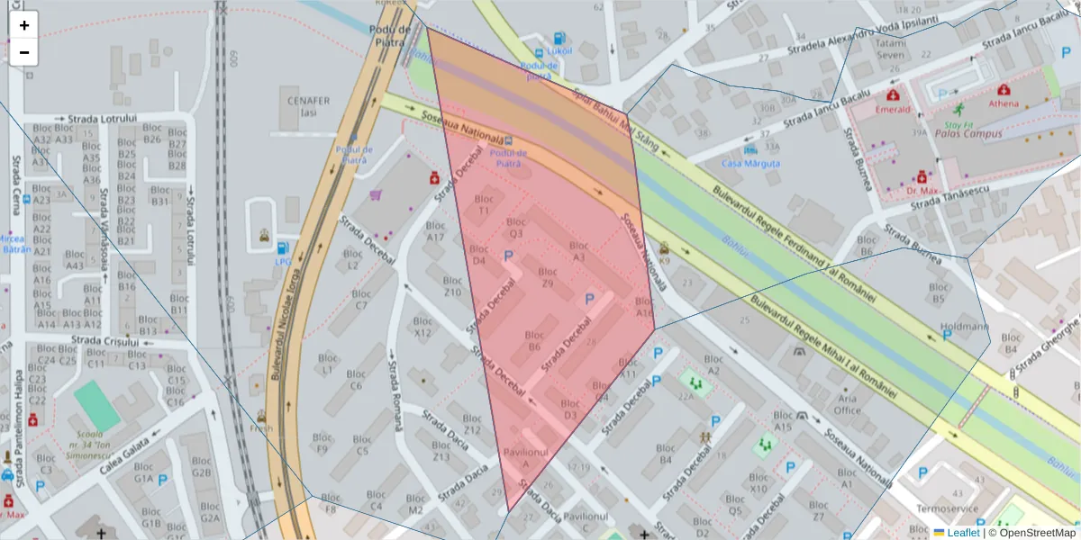 Hartă a codului poștal  și a codurilor poștale învecinate