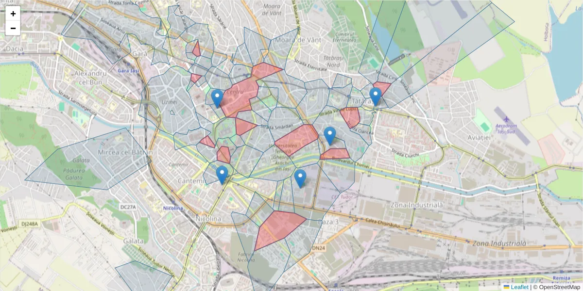 Hartă a codului poștal  și a codurilor poștale învecinate