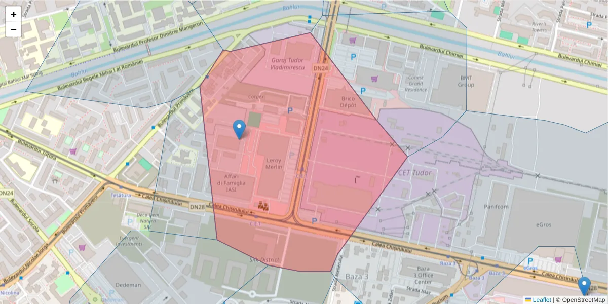 Hartă a codului poștal  și a codurilor poștale învecinate