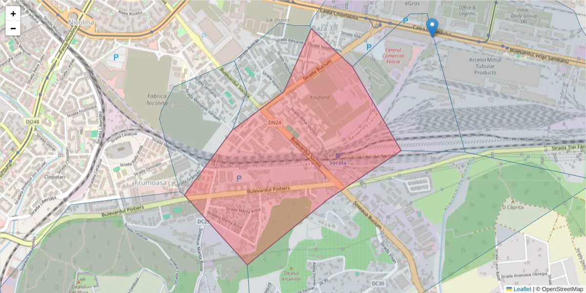 Hartă a codului poștal  și a codurilor poștale învecinate