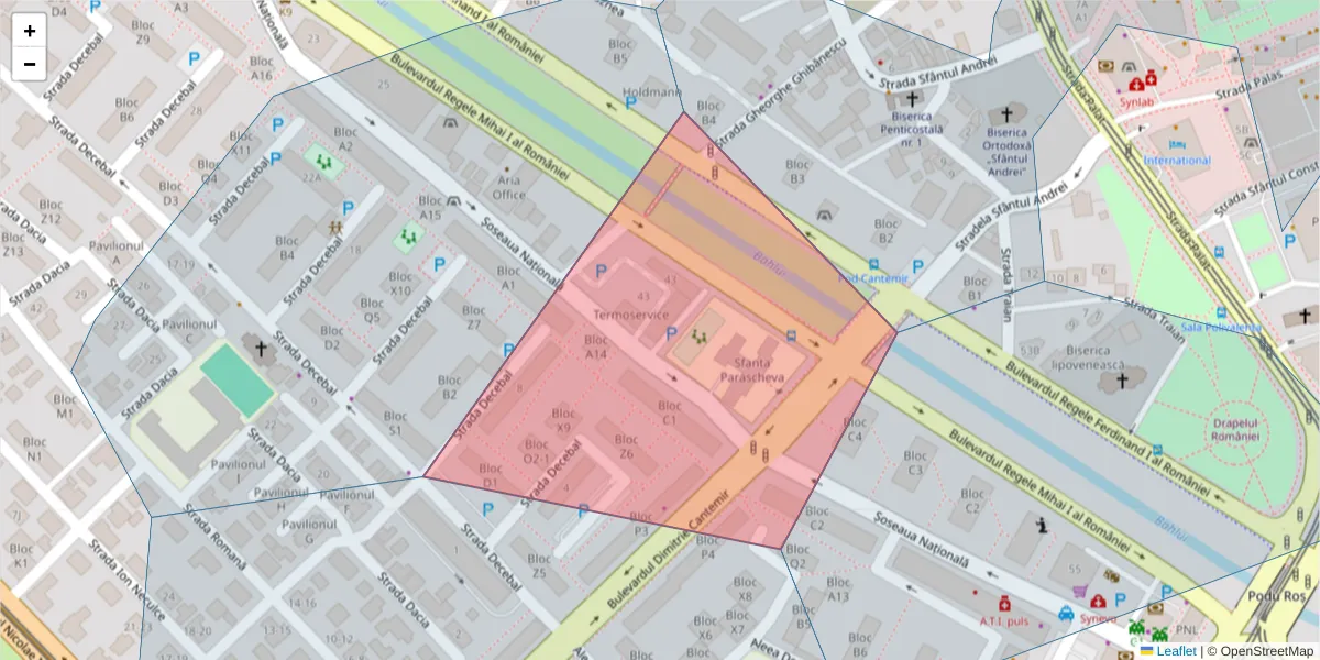 Hartă a codului poștal  și a codurilor poștale învecinate