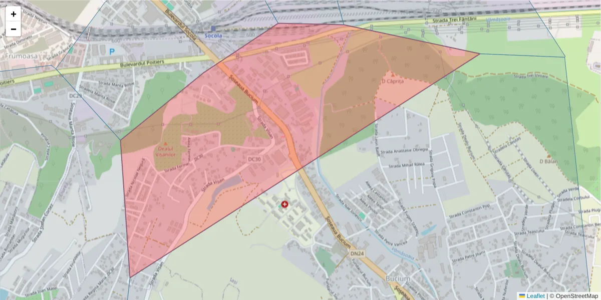 Hartă a codului poștal  și a codurilor poștale învecinate