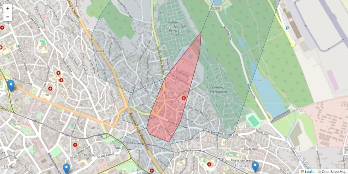 Hartă a codului poștal  și a codurilor poștale învecinate