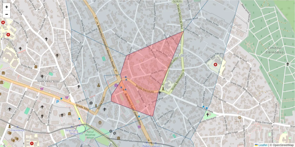 Hartă a codului poștal  și a codurilor poștale învecinate