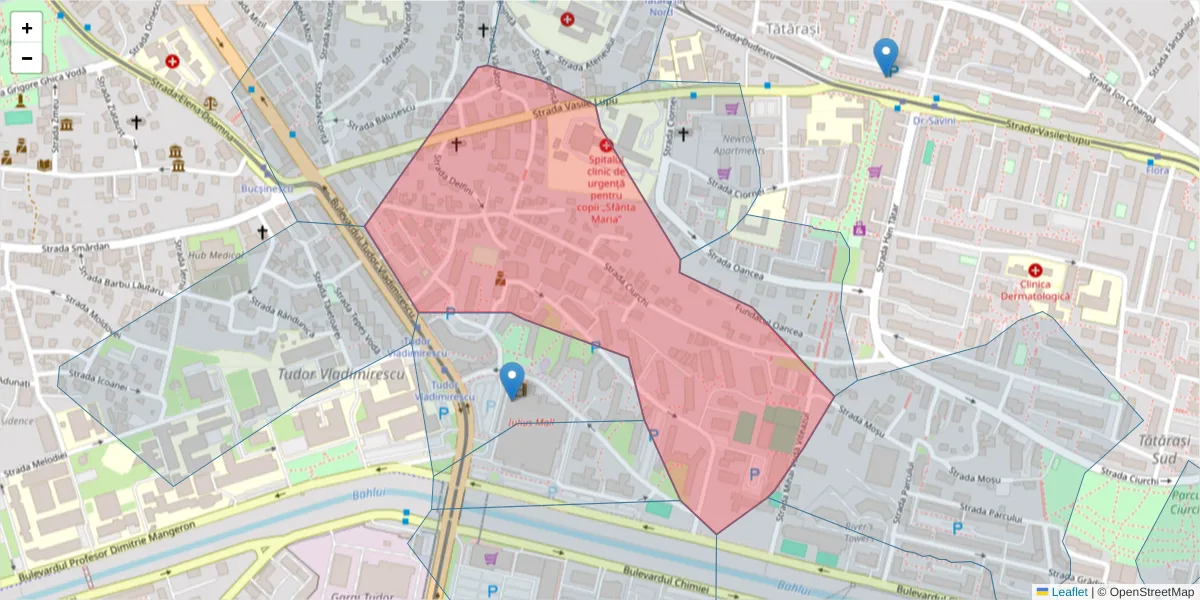 Hartă a codului poștal  și a codurilor poștale învecinate