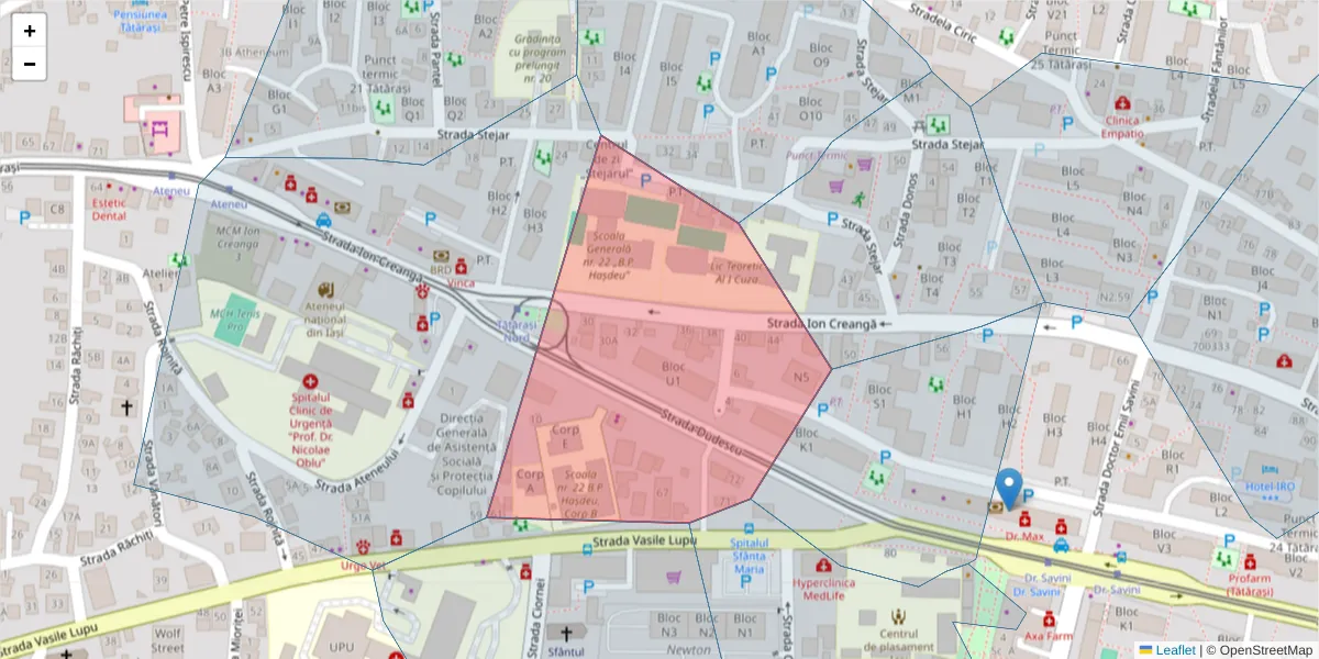 Hartă a codului poștal  și a codurilor poștale învecinate