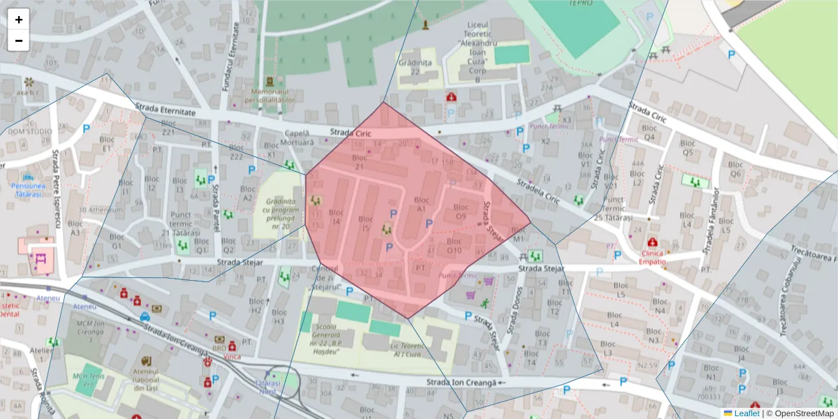 Hartă a codului poștal  și a codurilor poștale învecinate