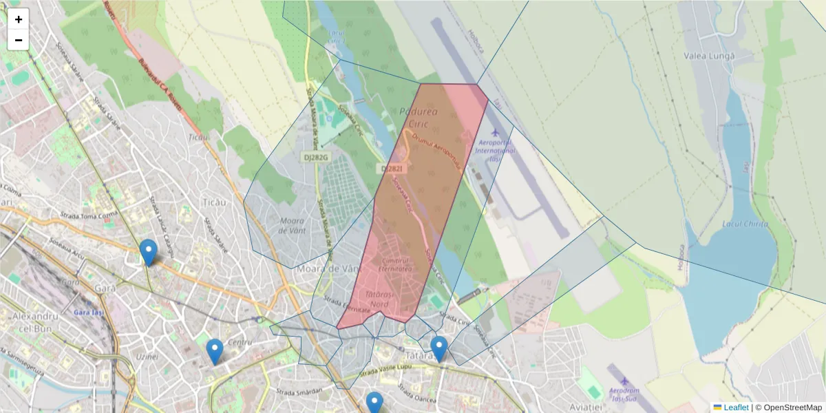Hartă a codului poștal  și a codurilor poștale învecinate