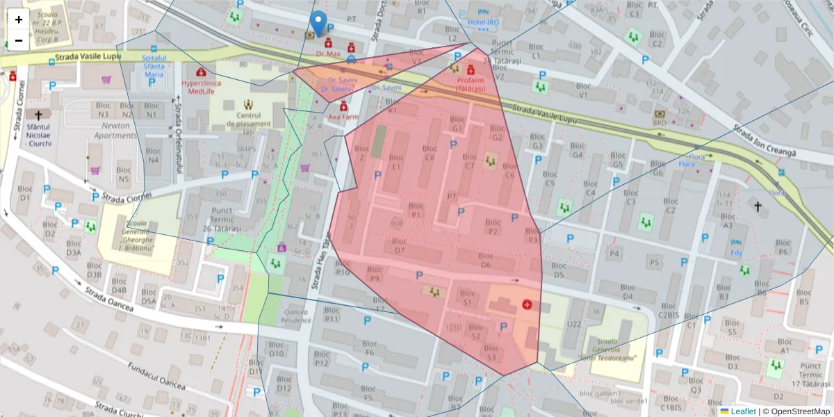 Hartă a codului poștal  și a codurilor poștale învecinate