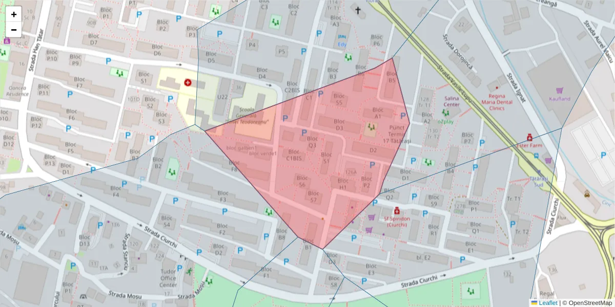 Hartă a codului poștal  și a codurilor poștale învecinate