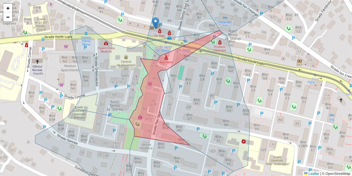 Hartă a codului poștal  și a codurilor poștale învecinate