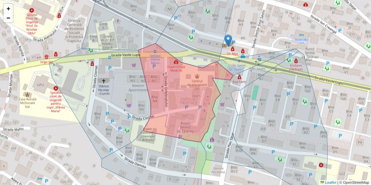 Hartă a codului poștal  și a codurilor poștale învecinate