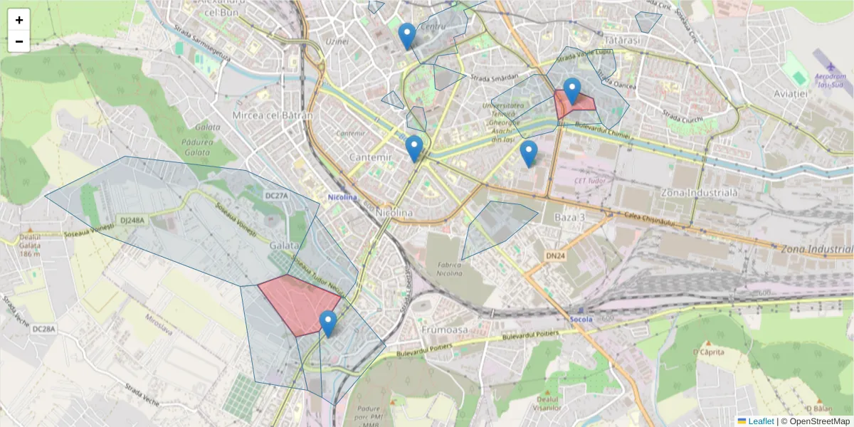 Hartă a codului poștal  și a codurilor poștale învecinate