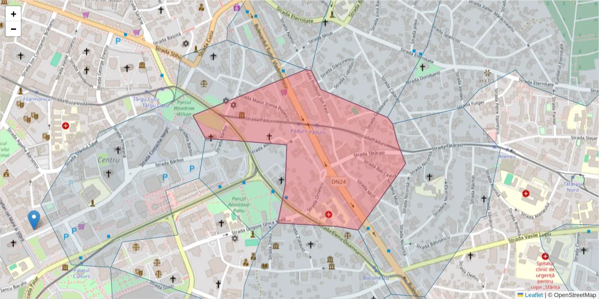 Hartă a codului poștal  și a codurilor poștale învecinate