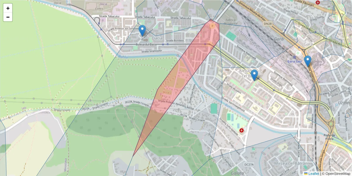 Hartă a codului poștal  și a codurilor poștale învecinate