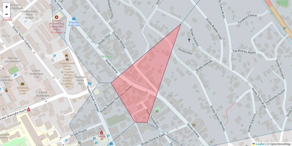 Hartă a codului poștal  și a codurilor poștale învecinate