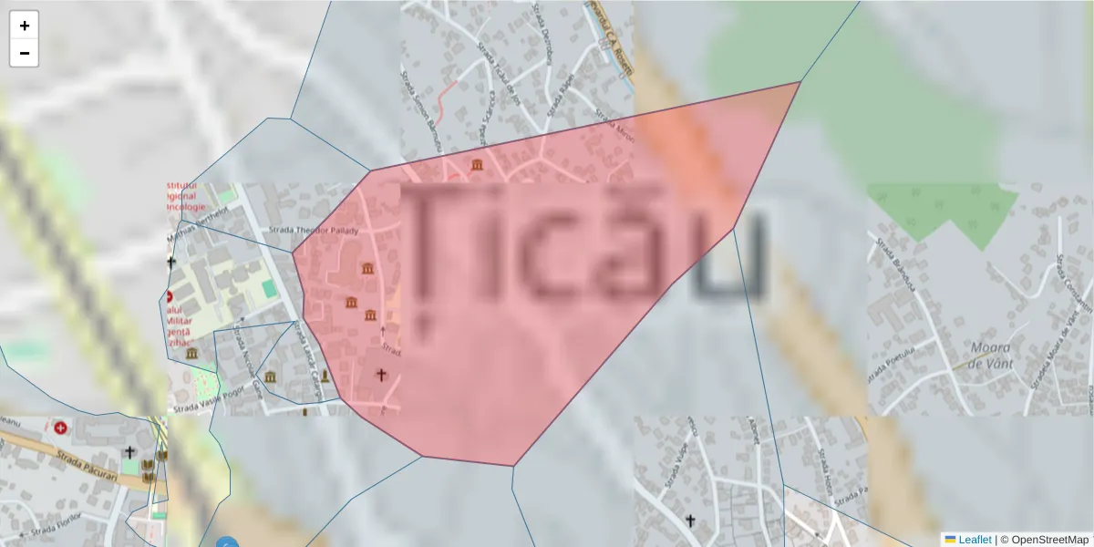 Hartă a codului poștal  și a codurilor poștale învecinate