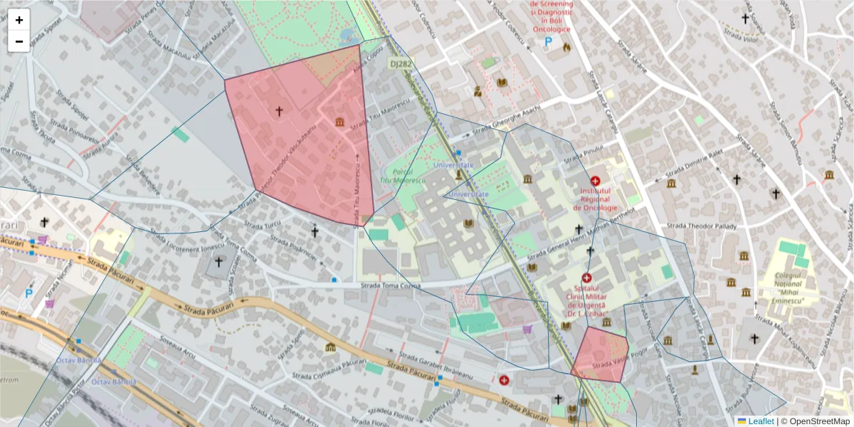 Hartă a codului poștal  și a codurilor poștale învecinate
