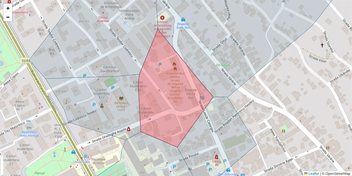 Hartă a codului poștal  și a codurilor poștale învecinate