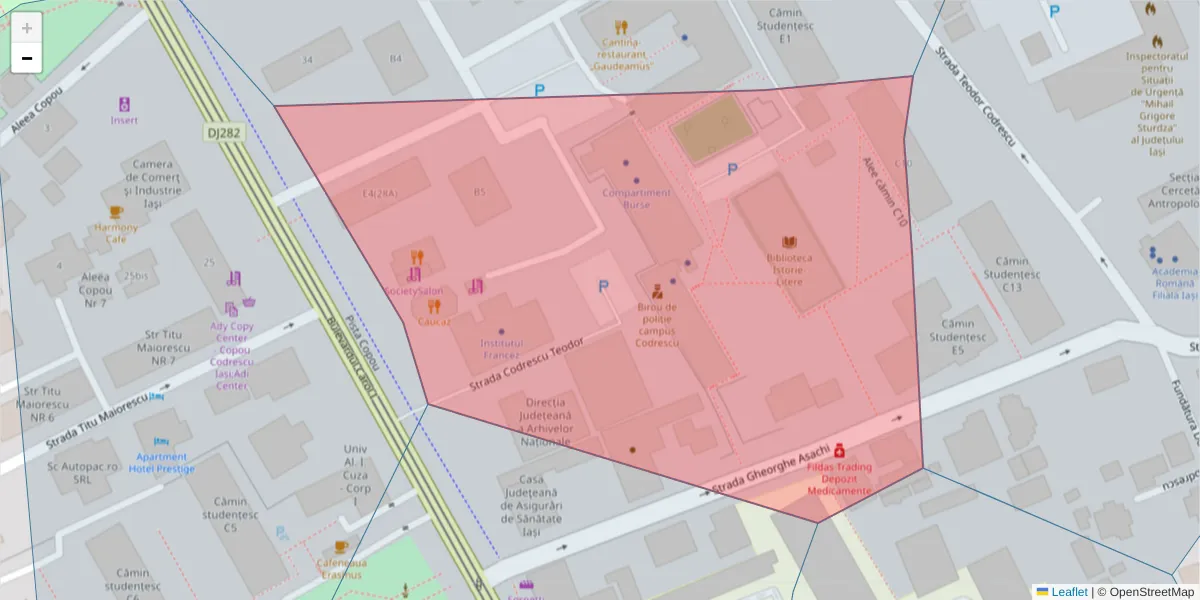 Hartă a codului poștal  și a codurilor poștale învecinate