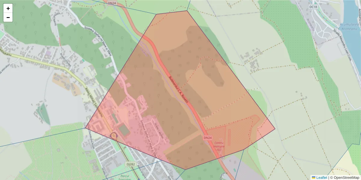 Hartă a codului poștal  și a codurilor poștale învecinate