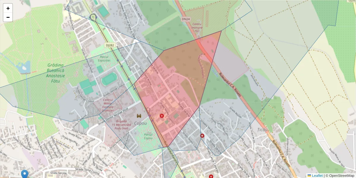 Hartă a codului poștal  și a codurilor poștale învecinate