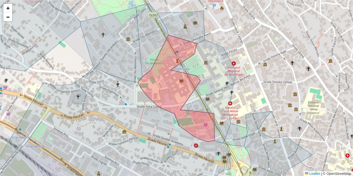 Hartă a codului poștal  și a codurilor poștale învecinate