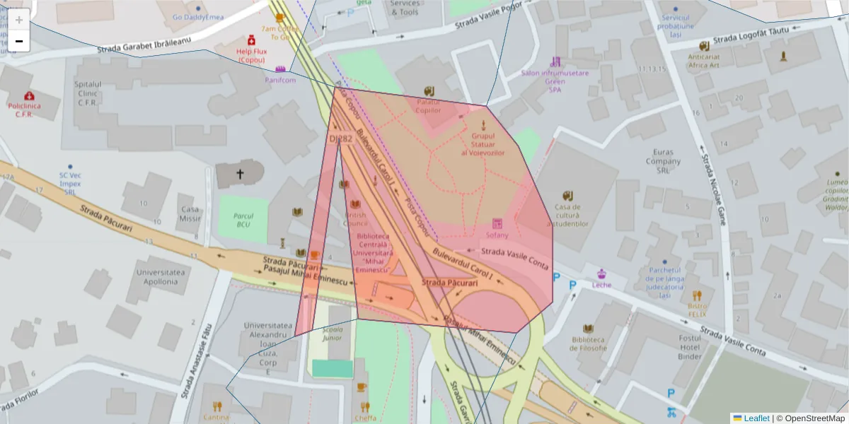 Hartă a codului poștal  și a codurilor poștale învecinate