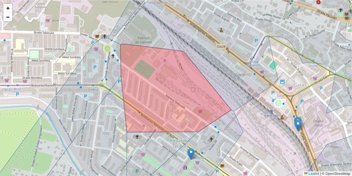 Hartă a codului poștal  și a codurilor poștale învecinate