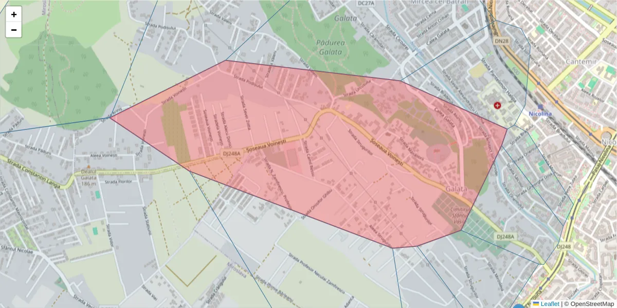 Hartă a codului poștal  și a codurilor poștale învecinate