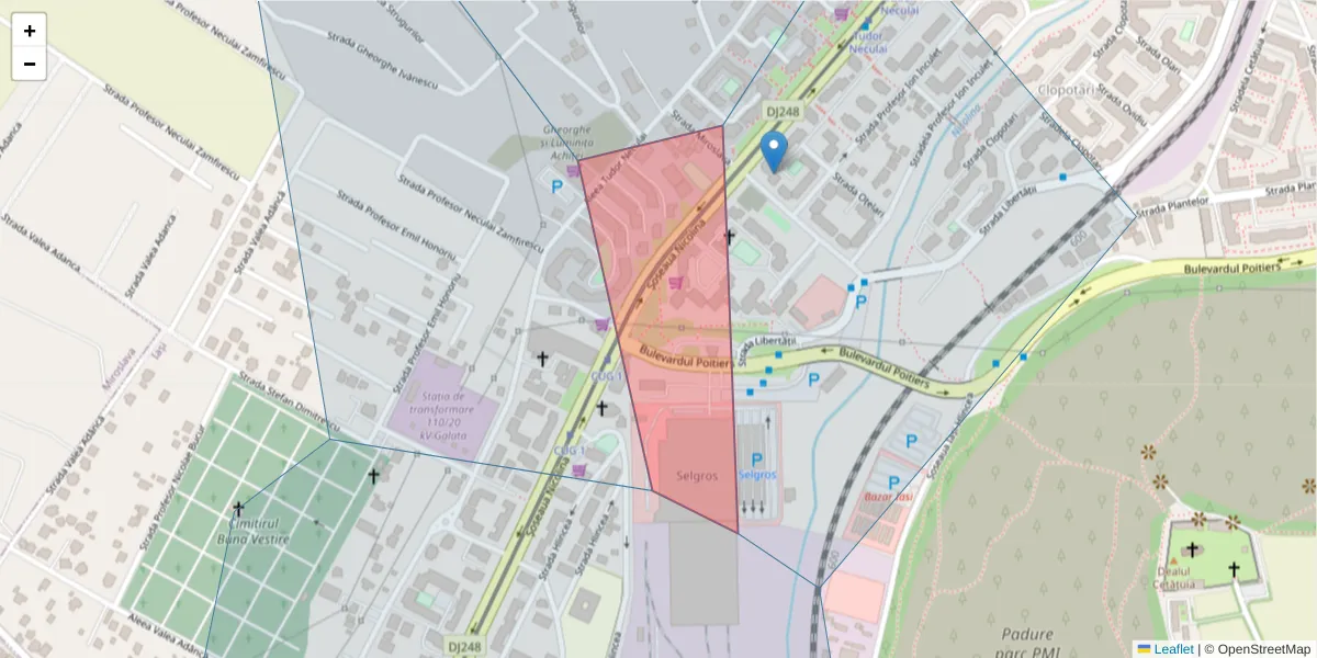 Hartă a codului poștal  și a codurilor poștale învecinate