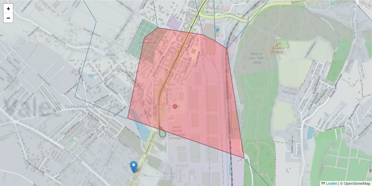 Hartă a codului poștal  și a codurilor poștale învecinate
