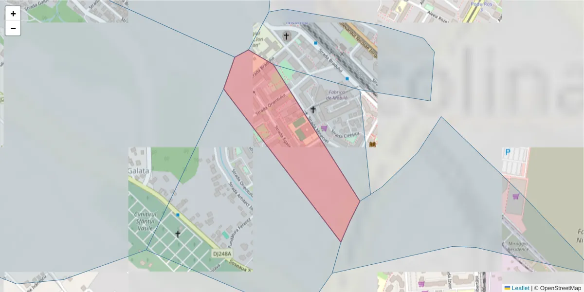 Hartă a codului poștal  și a codurilor poștale învecinate