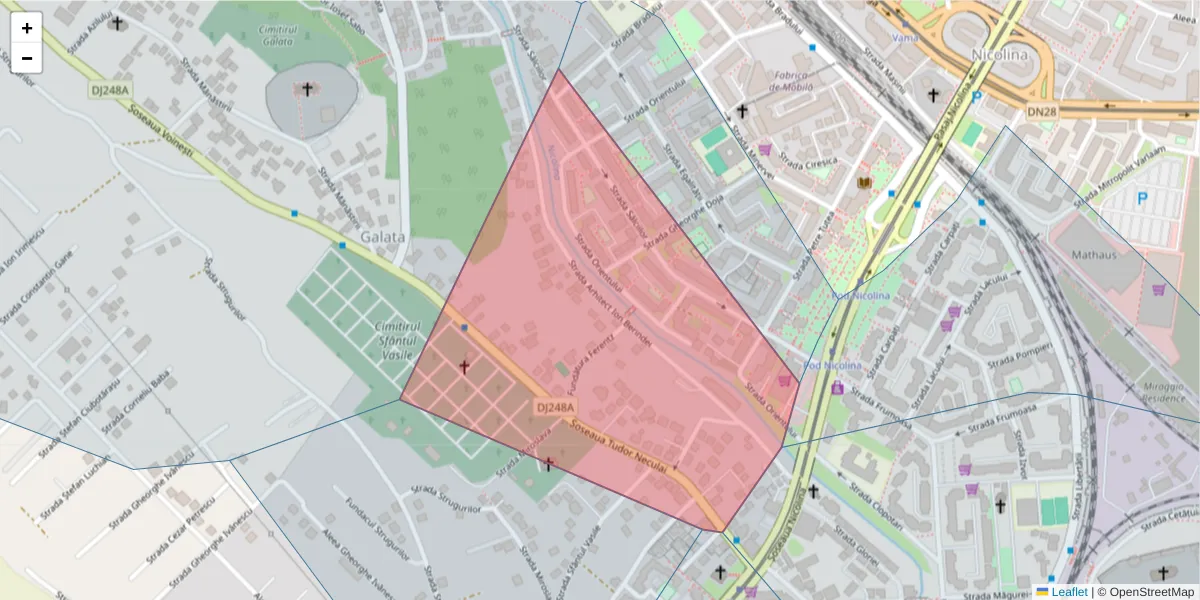 Hartă a codului poștal  și a codurilor poștale învecinate