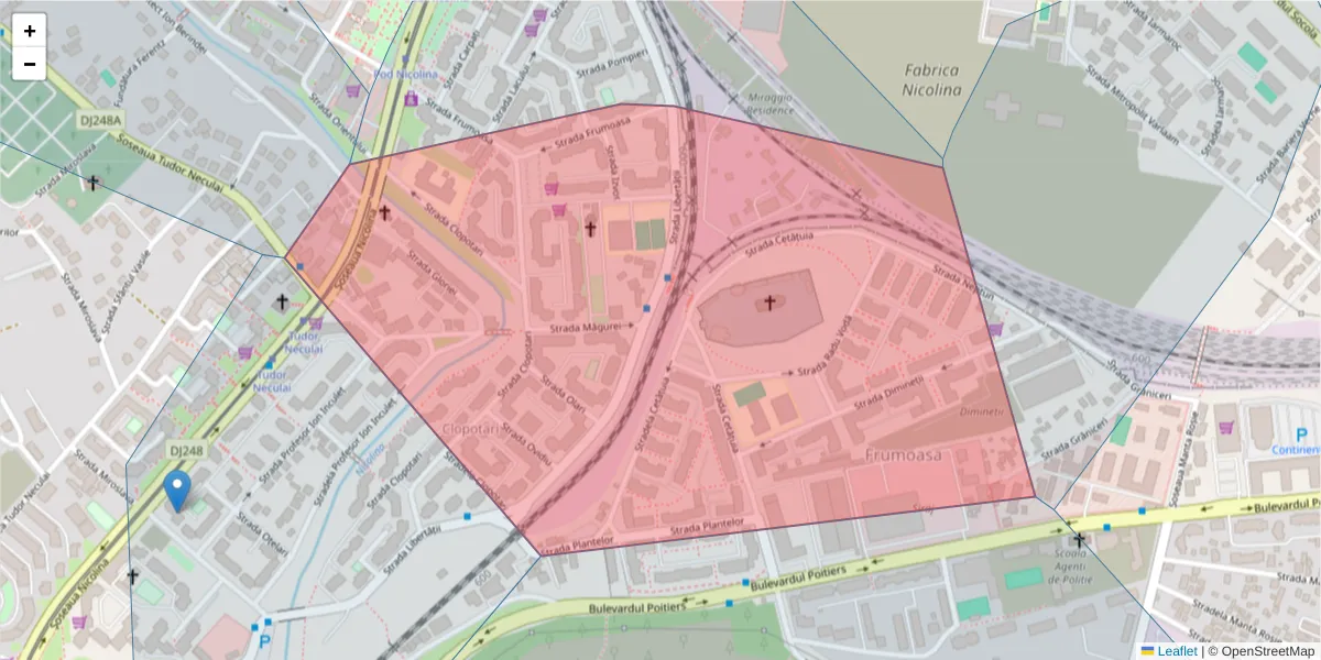 Hartă a codului poștal  și a codurilor poștale învecinate