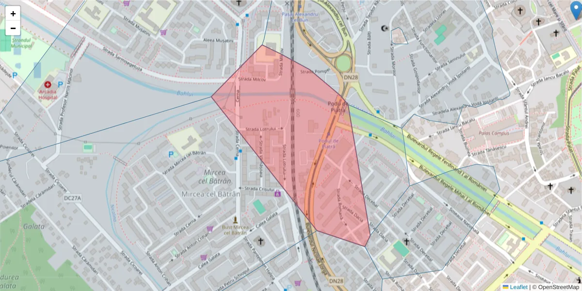 Hartă a codului poștal  și a codurilor poștale învecinate