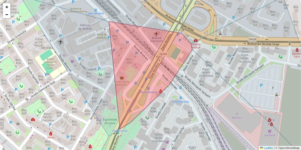 Hartă a codului poștal  și a codurilor poștale învecinate