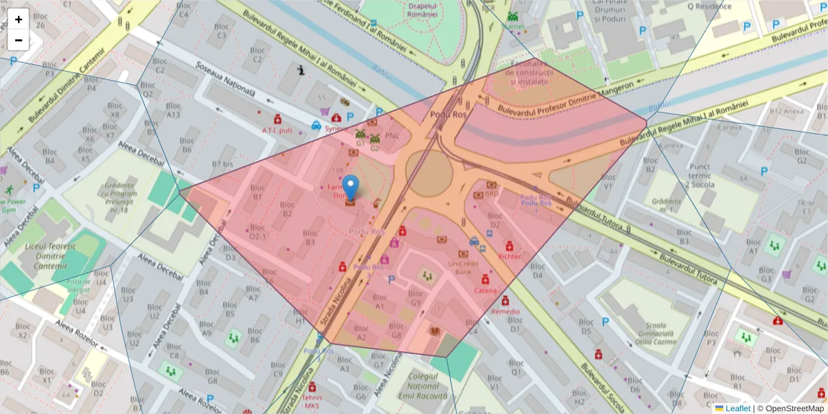 Hartă a codului poștal  și a codurilor poștale învecinate