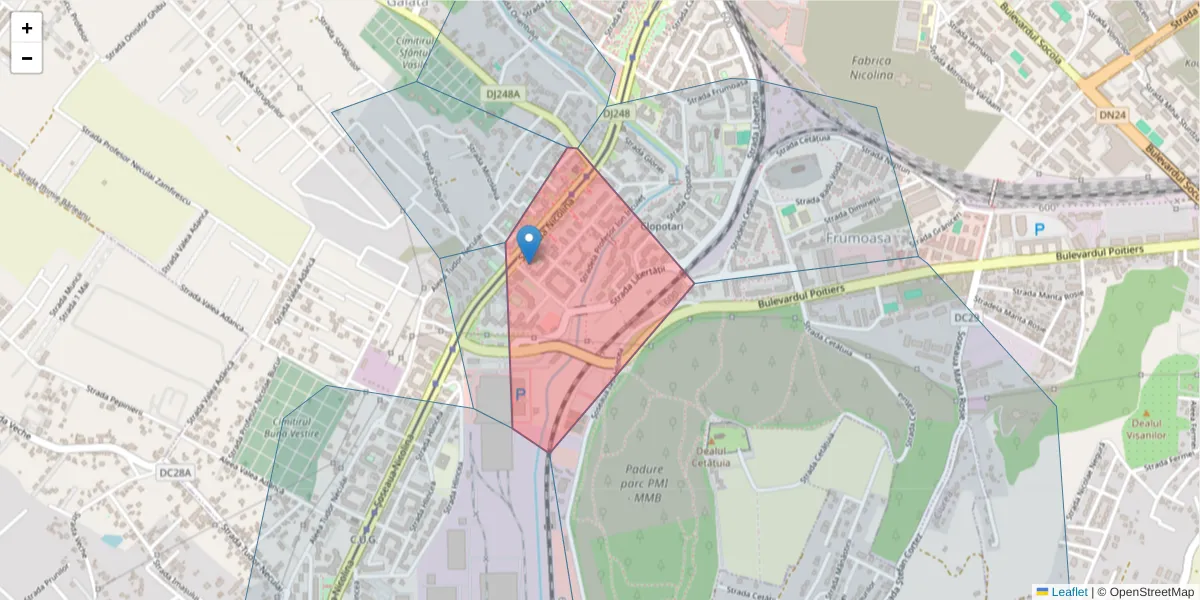 Hartă a codului poștal  și a codurilor poștale învecinate