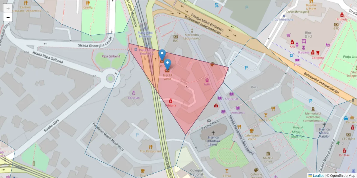 Hartă a codului poștal  și a codurilor poștale învecinate