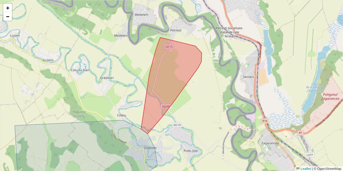 Hartă a codului poștal  și a codurilor poștale învecinate