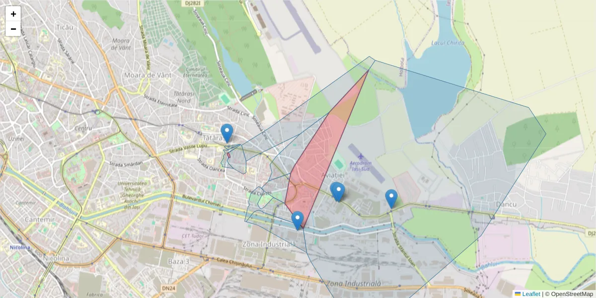 Hartă a codului poștal  și a codurilor poștale învecinate