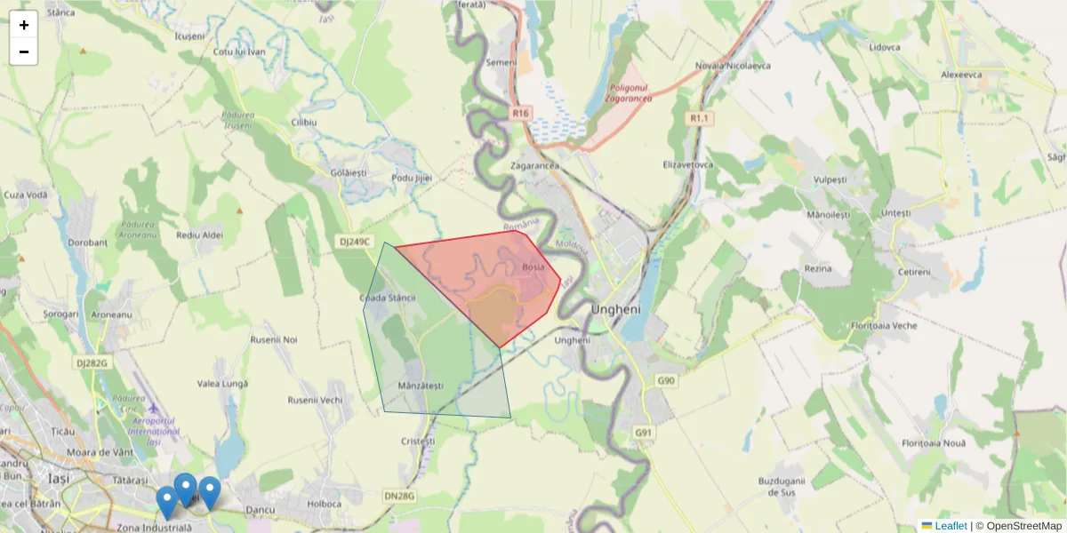 Hartă a codului poștal  și a codurilor poștale învecinate