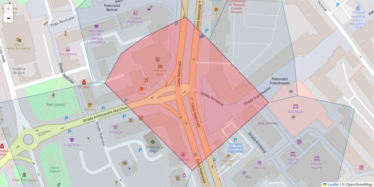 Hartă a codului poștal  și a codurilor poștale învecinate