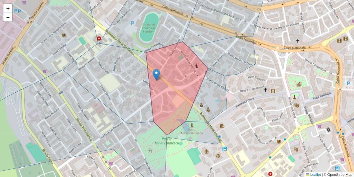 Hartă a codului poștal  și a codurilor poștale învecinate