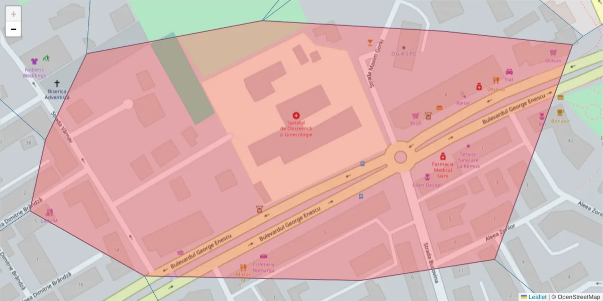 Hartă a codului poștal  și a codurilor poștale învecinate