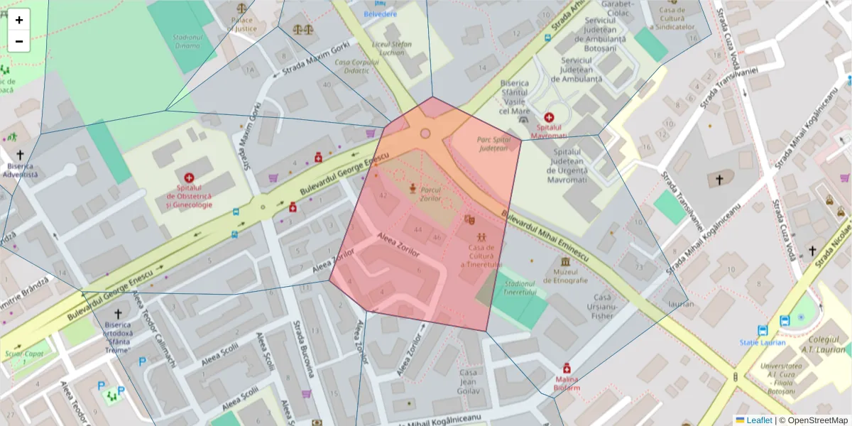 Hartă a codului poștal  și a codurilor poștale învecinate