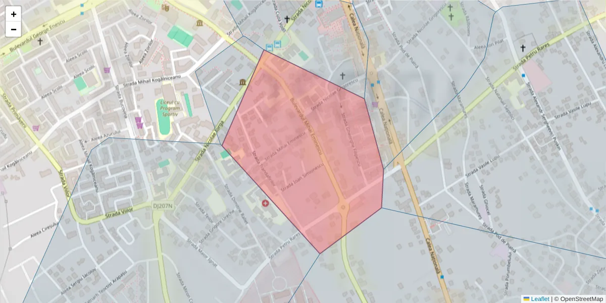 Hartă a codului poștal  și a codurilor poștale învecinate