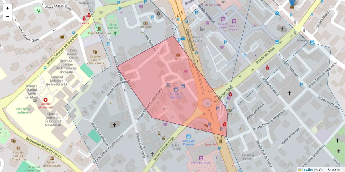 Hartă a codului poștal  și a codurilor poștale învecinate